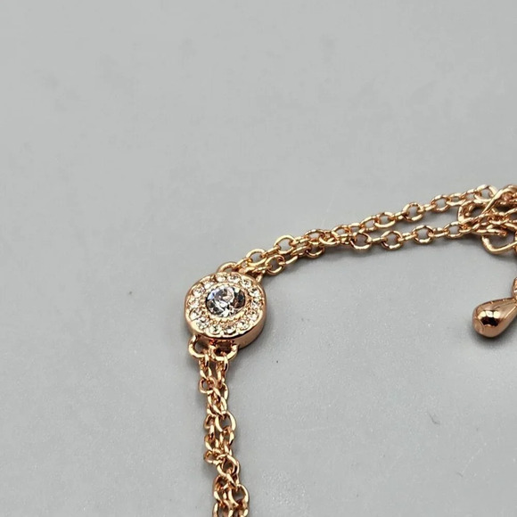 Joan Boyce Pave Crystal Christian Cross Bracelet w/ Rings Rose Gold Tone - Picture 14 of 16